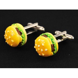 Miniblings Hamburger Cuff Links Cufflinks Buttons + Box Cheeseburger Burger Fast Food