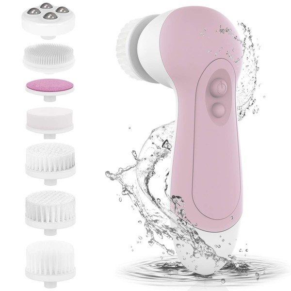 Waterproof Facial Cleansing Spin Brush Set with 3 Exfoliating Brush Heads - Electric Face Scrubber Cleanser Brush by CLSEVXY - Face Brush for Gentle Exfoliation and Deep Scrubbing