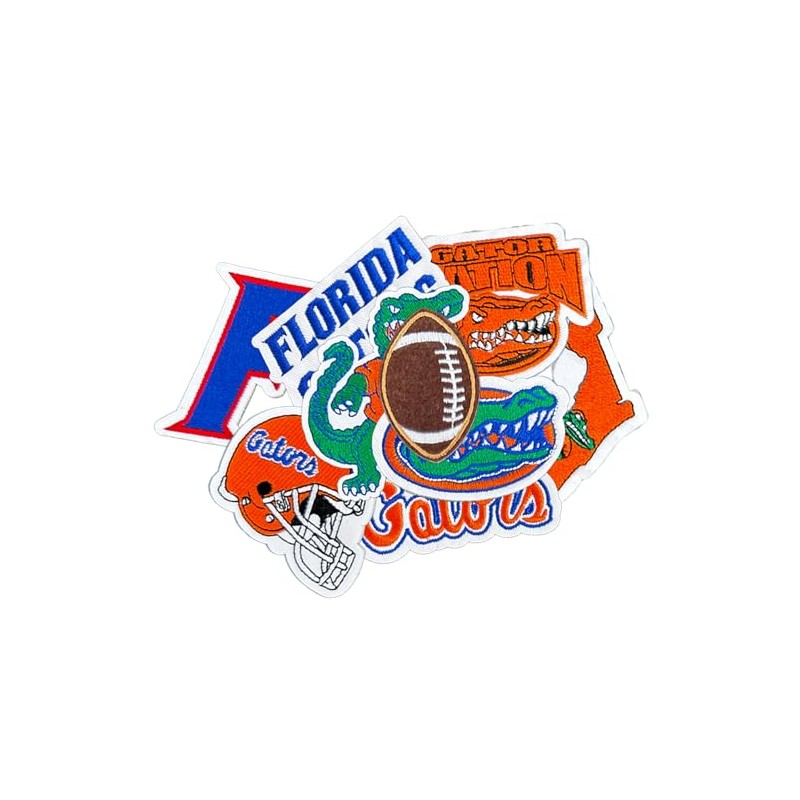 9PCS Florida Iron On Patches，Embroidered Applique Football for Jeans, T-Shirts,
