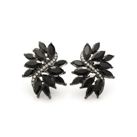 Flyonce Black Rhinestone Stud Earrings for Women, Glitter Marquise Crystal Cluster Wedding Party Vintage Statement Pierced Studs Earring for Brides Bridal Cocktail Prom Jewelry Black-Tone