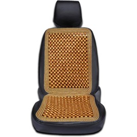 VaygWay Wood Beaded Comfort Seat Cushion Seat Cover – Wooden Beaded Car Seat Cover – Natural Wood Double Strung Beads – Massage Comfort Cover Car Seat – Universal SUV Auto Office Home