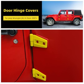 8PCS Door Hinge Covers Protector for 2007-2018 Jeep Wrangler JK JKU 4-Door (Yellow)