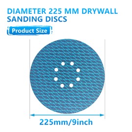 Pack of 10 225 mm Velcro Sandpaper, Eccentric Sanding Discs, 8-Hole Grain 80 Sanding Pads, Abrasive Resistant to Clogging for Random Orbital Sander Sanding Machine Polishing Machine