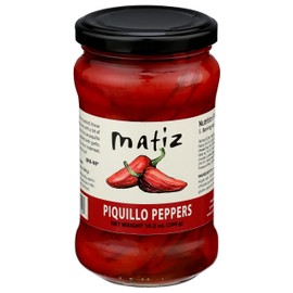 Matiz Piquillo Peppers | 10.2 oz Jar | Whole Sweet Spanish Peppers, Fire-Roasted and Hand-Picked | Perfect Paella Ingredient |