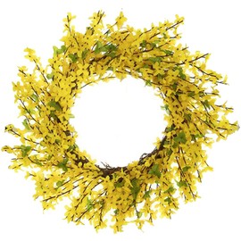 19.68Inch Artificial Forsythia Wreath for Front Door Wreaths Wildflower Summer Wild Flower Daisy Wreath Farmhouse Handcrafted Door Wreaths Spring Wreaths for Front Door Easter Celebration