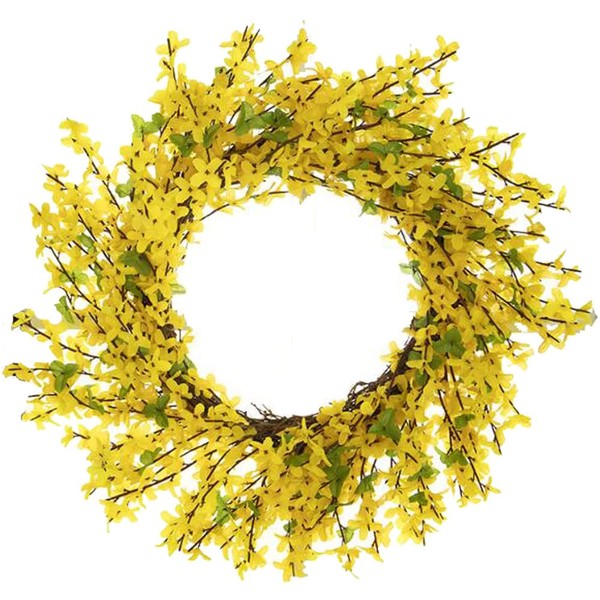 19.68Inch Artificial Forsythia Wreath for Front Door Wreaths Wildflower Summer