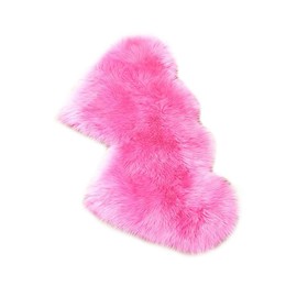 Two Hearts Soft Sheepskin Plain Area Rugs Shaggy Chair Cover Couch Stool Seat Pad Mat Cushion Carpet Blanket for Bedroom Sofa Floor