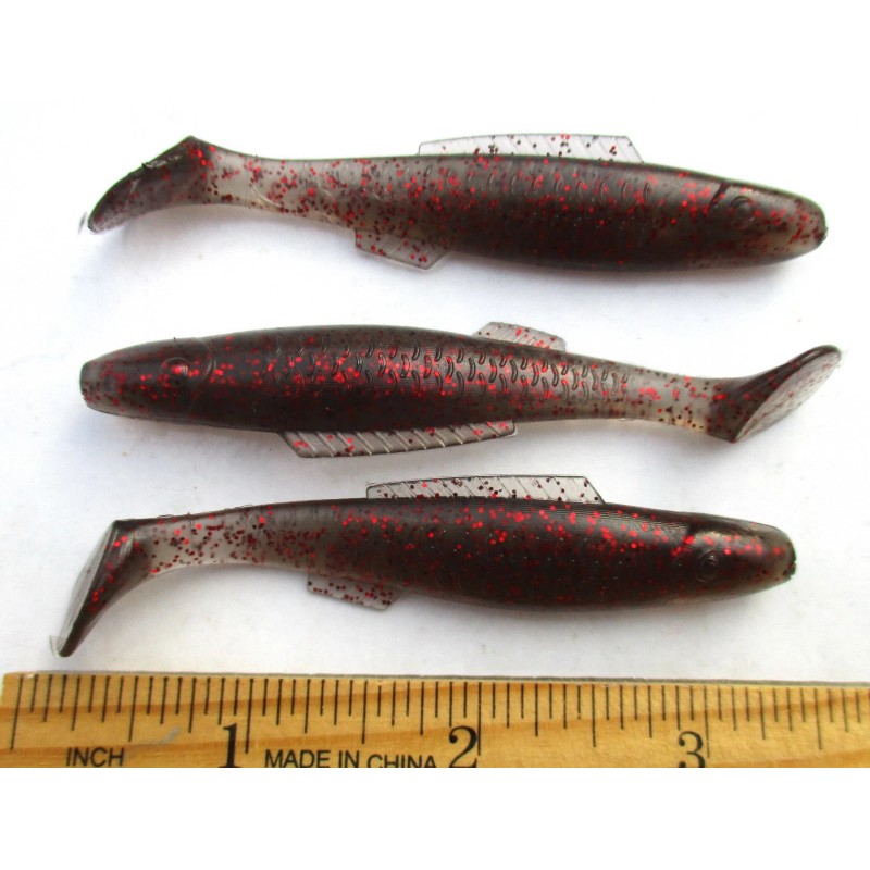 ALL AMERICAN Tournament Quality Lures 20ct SMOKE w/RED FLAKE 3.25
