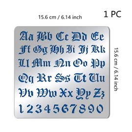 BENECREAT Matte Metal Letters Stencils, Gothic A to Z Alphabet & Number Stencil Template for Painting, Wood Burning, Leather Burning, Engraving, Scrapbooking, 6.14x6.14 inch