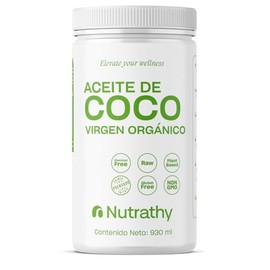 Nutrathy Aceite de Coco Virgen Orgánico 930ml. Chemical Free, Raw, Plant BAsed, Gluten Free, NON GMO. Prensado en Frio.