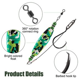 MiOYOOW Catfish rig floats set, 4 pieces catfish fishing leader set, catfish rig device catfish hooks with rattles and floats for catfish fishing