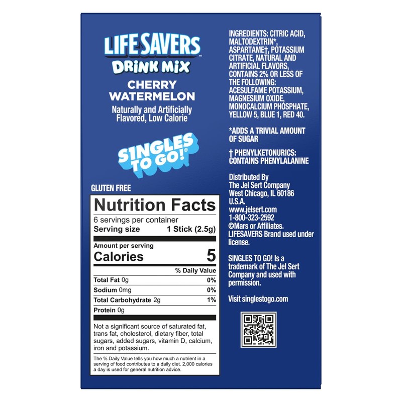 Life Savers Cherry Watermelon Drink Mix - Pack of 6-6