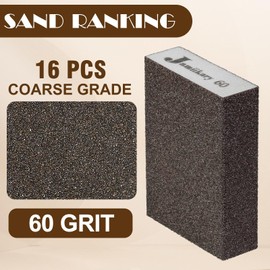 16Pcs 60 Grit Sanding Blocks, Jamiikury Coarse Sanding Sponge Washable and Reusable, Wet Dry Sandpaper Sponge for Wood Metal FurniturePaint and Drywall