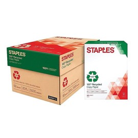 Staples 100% Recycled 8.5-Inch x 11-Inch Copy Paper 20 lbs 92B 500/RM 10 RM/CT