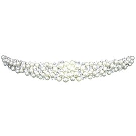 Scatter Faux Pearl Rhinestone Crystal Bridal Headband Tiara T1034