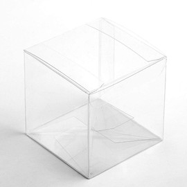 7cm Clear Cube Wedding Favour Boxes (Pk 10 flat packed, contents and decorations not included)