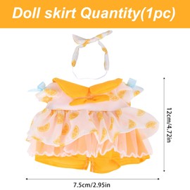lasuroa 2pcs Plush Doll Skirt, Kawaii Plush Doll Clothes Set Stylish Yellow Dolly Dress with Cute Hairband for 6.7 inches Stuffed Dolly (Only Clothes)