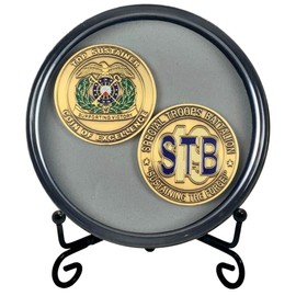 Kudos Challenge Coin Display Case with Stand - Shadow Box for Sobriety Coin, Antique Coin, Collectible Medallion - Floating Poker Chip Frame