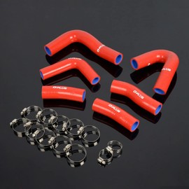 PIT66 Silicone Radiator Hose Kit,Compatible with Honda Magna VF1100C V65 VF 1000C Red with Clamps