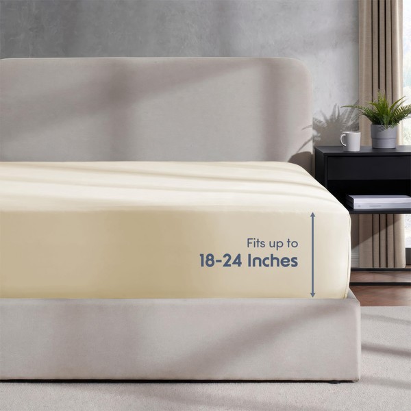 Nestl Extra Deep Pocket King Fitted Sheet, Beige Fitted Sheet