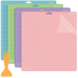 LCOUACEO Cutting Mat 12 x 12 Inch Cutting Mat for Cricut Maker 3/Explore 3/Air 2/Air One, 4 Pieces 30.5 x 30.5 cm, 4 Different Grip Types, Non-Slip for Sewing, Quilting and Crafts