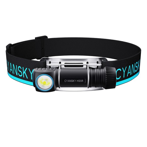 CYANSKY HS5R 1300 Lumens Rechargeable Headlamp,USB-C Charging Flashlight with White