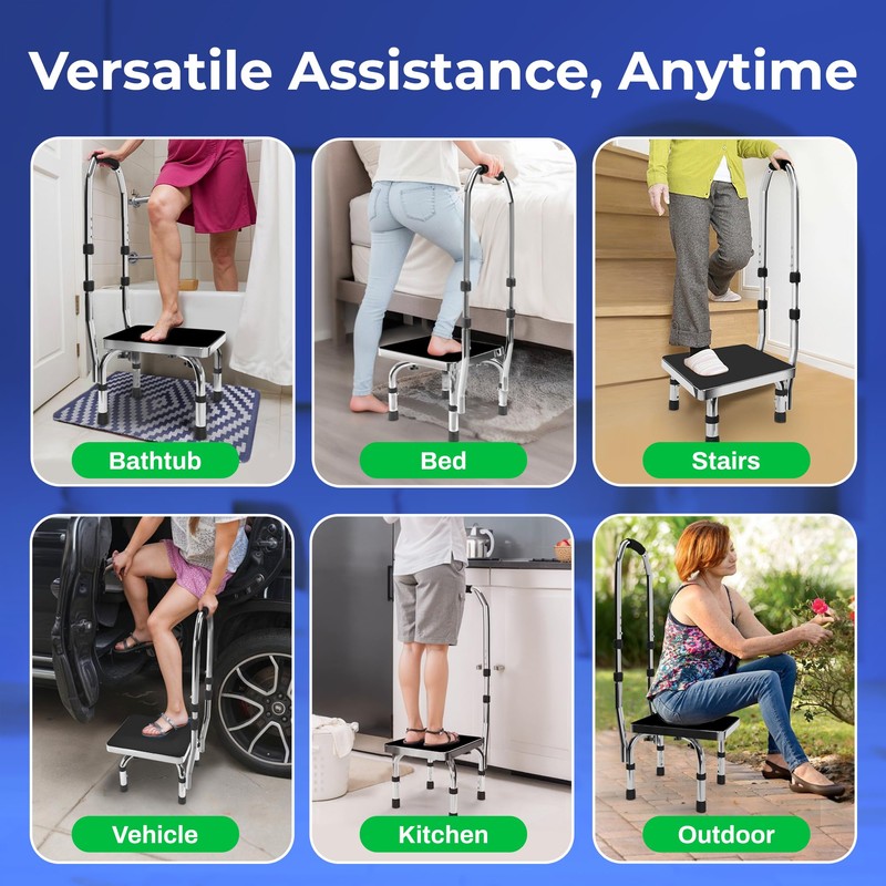 JJ CARE Step Stool with Handle for Elderly (300 lbs.