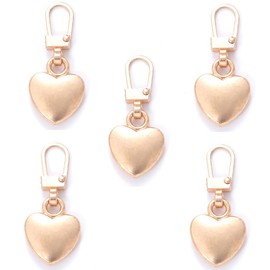 5 Pcs Journey Studio Heart Shaped Zipper Pull Replacement Metal Zipper Backpack Zippers Mend Fixer Repair for Coats Jackets Pants Luggage, Fasteners, Sewing Notions and Supplies (Gold)
