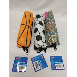 Staples Tube Pencil Pouch Basketball, Soccer or Let's Go Bike (Lot of 2)