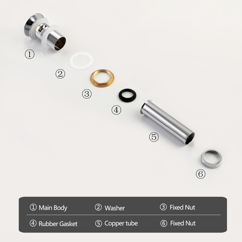 Bathroom Sink Pop Up Drain Kit Vessel Push Button Drain