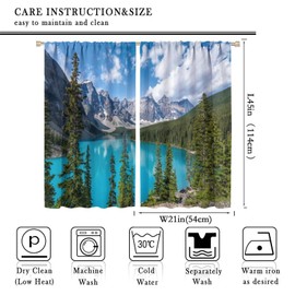 Lake Blackout Curtain, Nature Mountain Forest Scenic Beautiful Lake Landscapes Home Decor Windows Rod Pocket Curtains for Kitchen Cafe Office Bedroom Living Room Drapes 42x45in