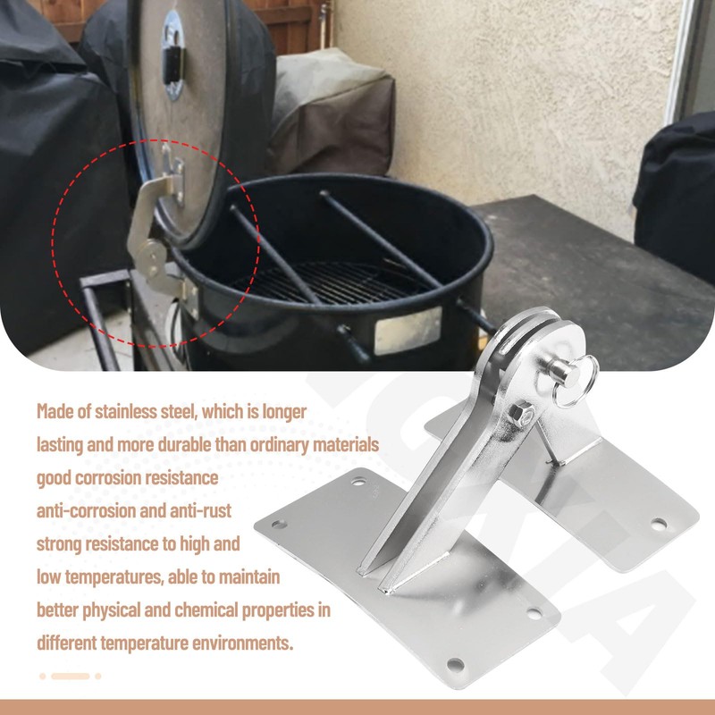 Stainless Steel Grill Lid Hinge Kit Compatible with We-BER Smokey