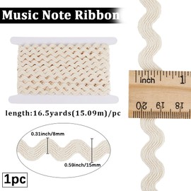 GORGECRAFT 16.5 Yards Cotton Zigzag Trim 15 mm Zigzag Lace Wave Ribbon Floral White Zigzag Wave Bending Fringe Lace Trim S Shaped Woven Braided Fabric for Sewing