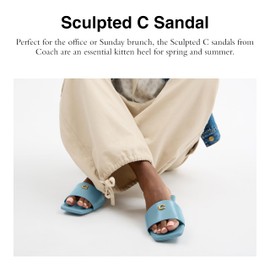 Coach Women's Sculpted C Sandal Platform, Charcoal/Black, 9