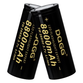 PAOWANG 26650 Rechargeable Battery 8800mAh High Capacity Flat Top 2 Pack 3.7Volt 26650 Batteries for Handheld Flashlights, Headlamps, Doorbells, Toys, Cameras