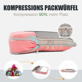 VnioLife Suitcase Organiser, Pack of 8 for Holidays and Travel, Packing Cubes, Waterproof Packing Bags, Clothes Bags, Shoe Bag, Cosmetic Bag, Travel Organiser, Packing Cubes, Compression Cubes