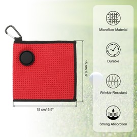 PATIKIL 6"x6" Magnetic Golf Towel with Wire Cleaning Cloth, Microfiber Waffle Pattern Towels with Magnet and Clip for Golf Carts Clubs Golfing Gear, Red/Black