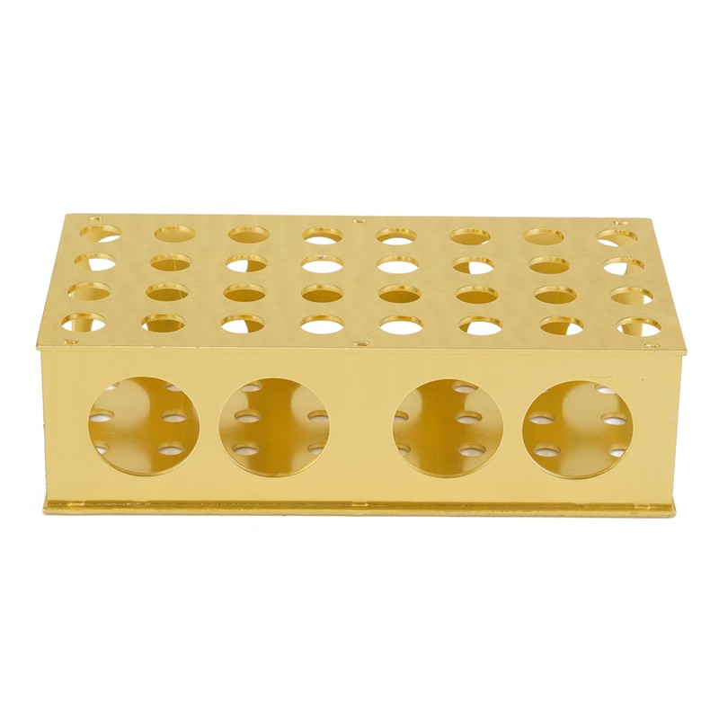 Golden Aluminum Test Tube Rack Holder Stand 8*12.3*18*30mm Hole Diameter