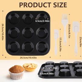 Simpeak Muffin Pan with Baking Tool Set - 9 Cups Regular Cupcake Pan,Muffin Pan Made of Carbon Steel for Egg Bites Muffins Cupcakes Quiches and Frittatas Tin Cupcake.