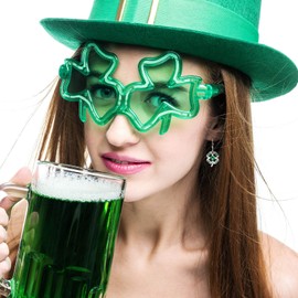 Zepmais Four Leaf Clover Dangle Earrings Sterling Silver Shamrock Earring with Green Cubic Zirconia Irish Jewelry St.Patrick's Day Lucky Gifts for Women