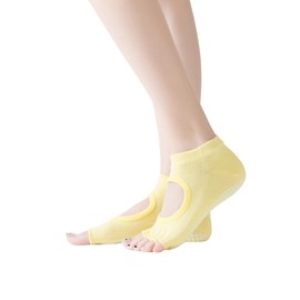 HARY SHOP Women's Yoga Socks, 5 Toes, Anti-Slip, Pilates, Gym, (Light Yellow)