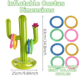SDXCJY 9 PCS Inflatable Cactus Ring Toss Game Set with 8 Rings – Reusable Party Props for Hawaii Decor,Pool Toys & Indoor Outdoor Games, for Kids Family (9)
