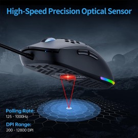 Technology Mechanical KeyBoard TMKB Falcon M1SE Black Ultralight Honeycomb Wired Gaming Computer Mouse PC LED