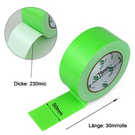 BOMEI PACK Green Duct Tape Waterproof 50 mm x 30 m - 2 Rolls Light Green Duct Tape Fabric Tape - Fabric Tape - Duct Tape Extra Strong - Duct Tape - Waterproof Tape