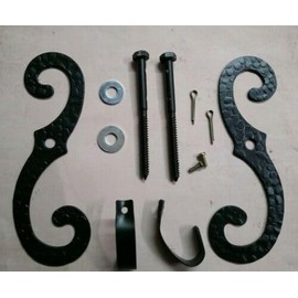 Vintage Exterior Shutter S Hook Pair Black Iron Hardware Non-Rattling Spring Holdback 7"