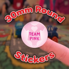 Stone Melon Gender Reveal Baby Shower Stickers 144 Team Blue Pink Baby Grow Stickers 30mm Round Boy Girl