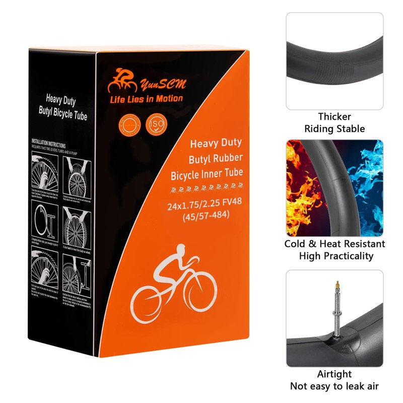 YunSCM 1 Pack 24" x 1.90/2.125 Butyl Rubber Bicycle Inner