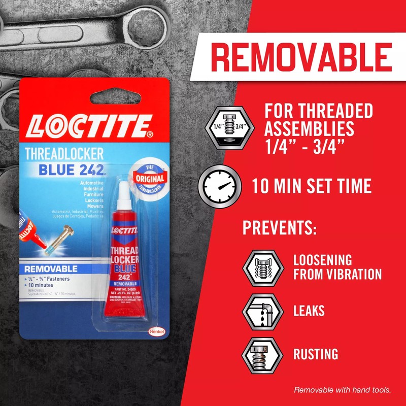 Loctite Threadlocker Blue 242 - Removable Thread Lock Glue for