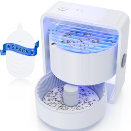 Mosquito Trap Indoor - Fruit Fly Traps for Indoors, Gnat Catcher for House with UV Light, Fan Suction, Ideal for Garage, Kitchen, Patio, Plant Pots, Bedroom, 5 Sticky Pads Included, USB-C Powered