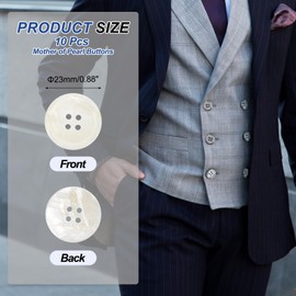 PATIKIL 10 Pcs 23mm Mother of Pearl Buttons, 4 Holes MOP Natural Pearl Shell Buttons for Sewing Clothes Coat Suits Shirt DIY Craft Decoration, White